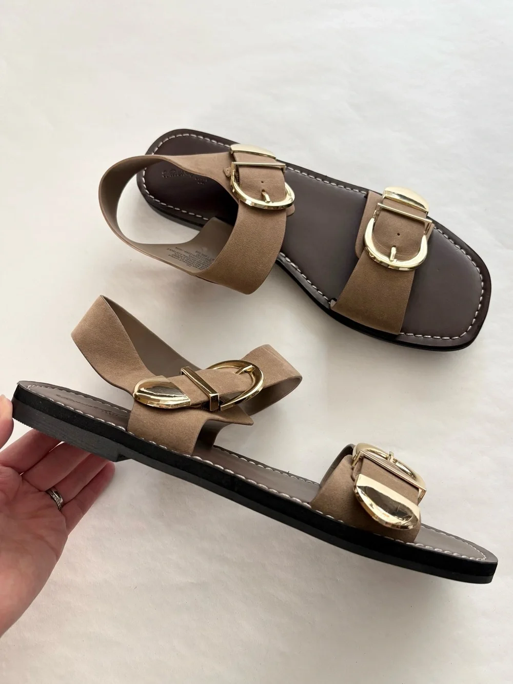 Women's Mira Double Buckle Faux Suede Sandals | Universal Thread NEW